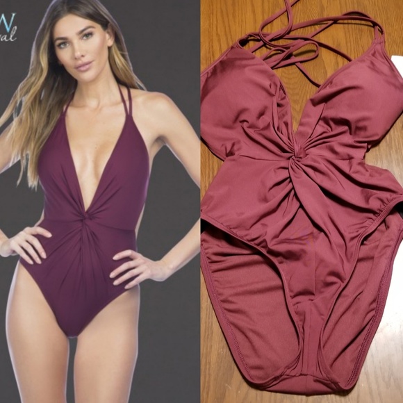 kenneth cole red one piece swimsuit